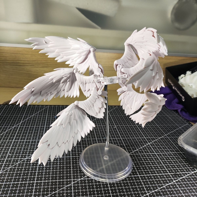 Action Figure Stand - Бело-черные шестиперьевые крылья ангела, аксессуар для